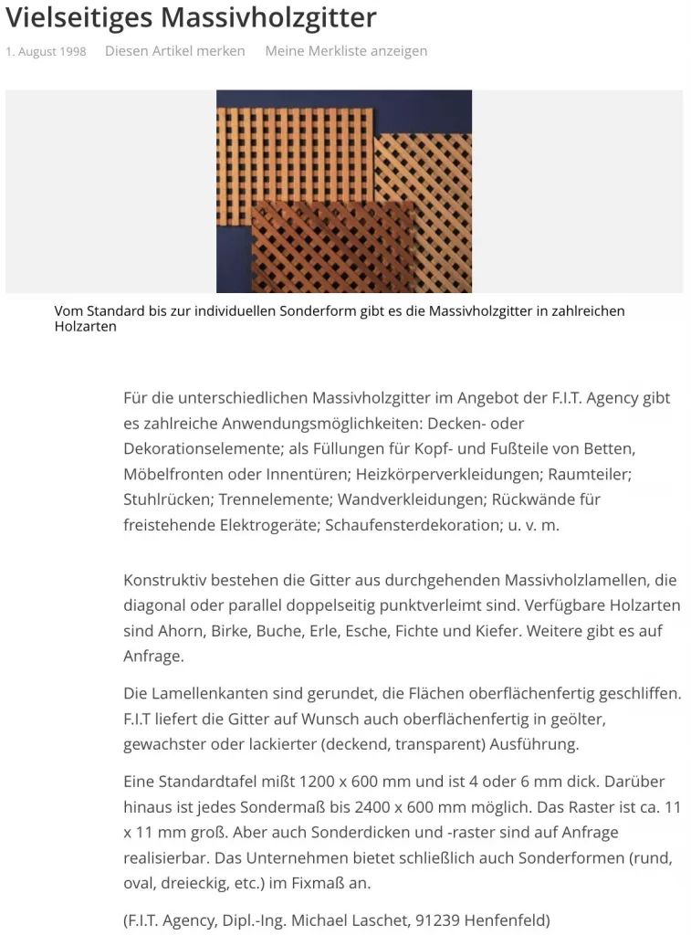 F.I.T. Vielseitiges Massivholzgitter
